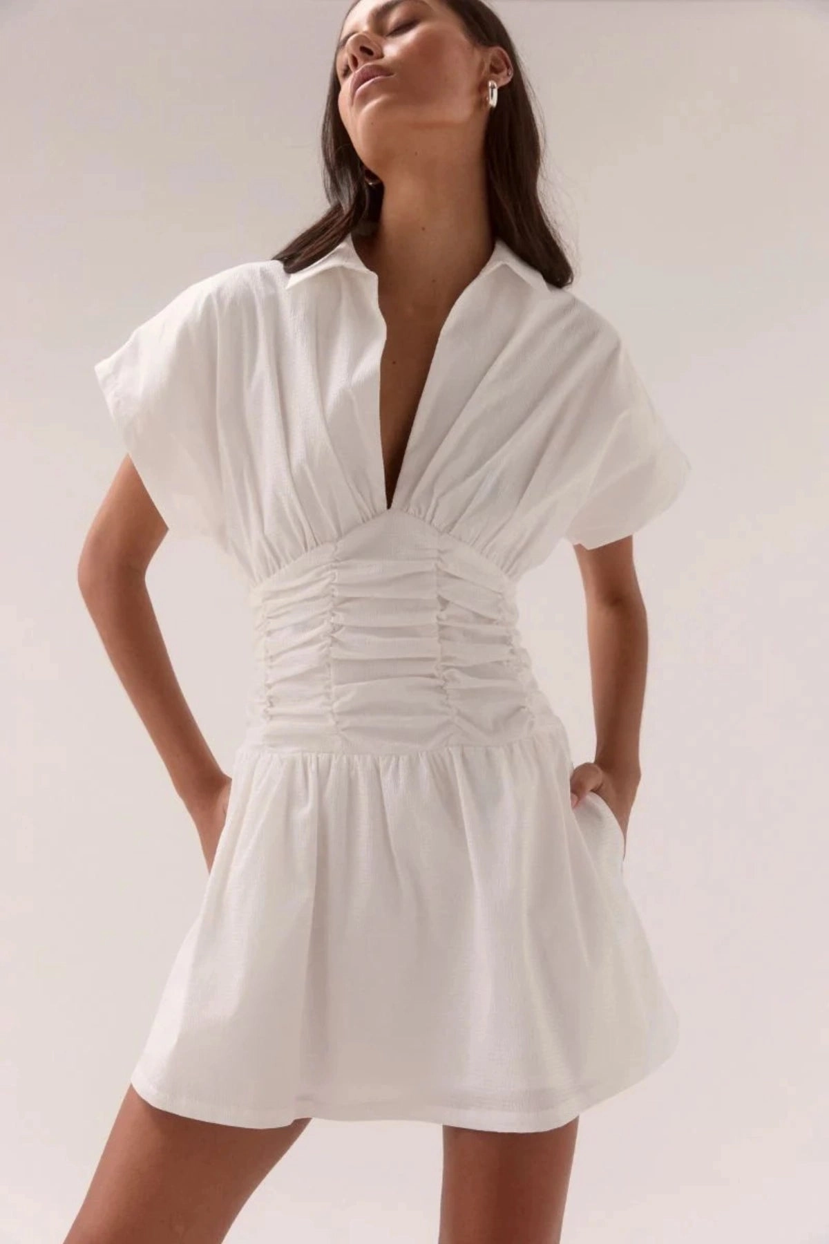 Stellar Mini Dress Chalk Feminine fit-and-flare silhouette Vibrant color dress