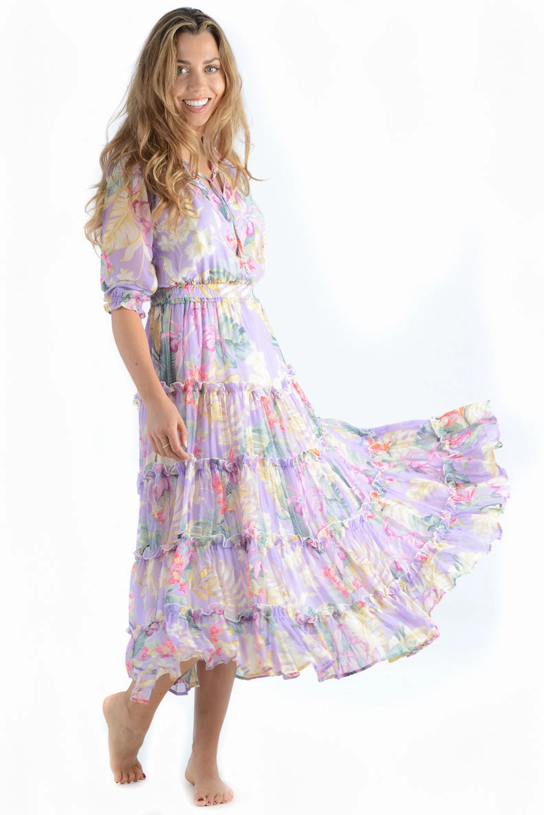 Dana Dress / Lavender Tropical Maternity-Fit Relax Comfort