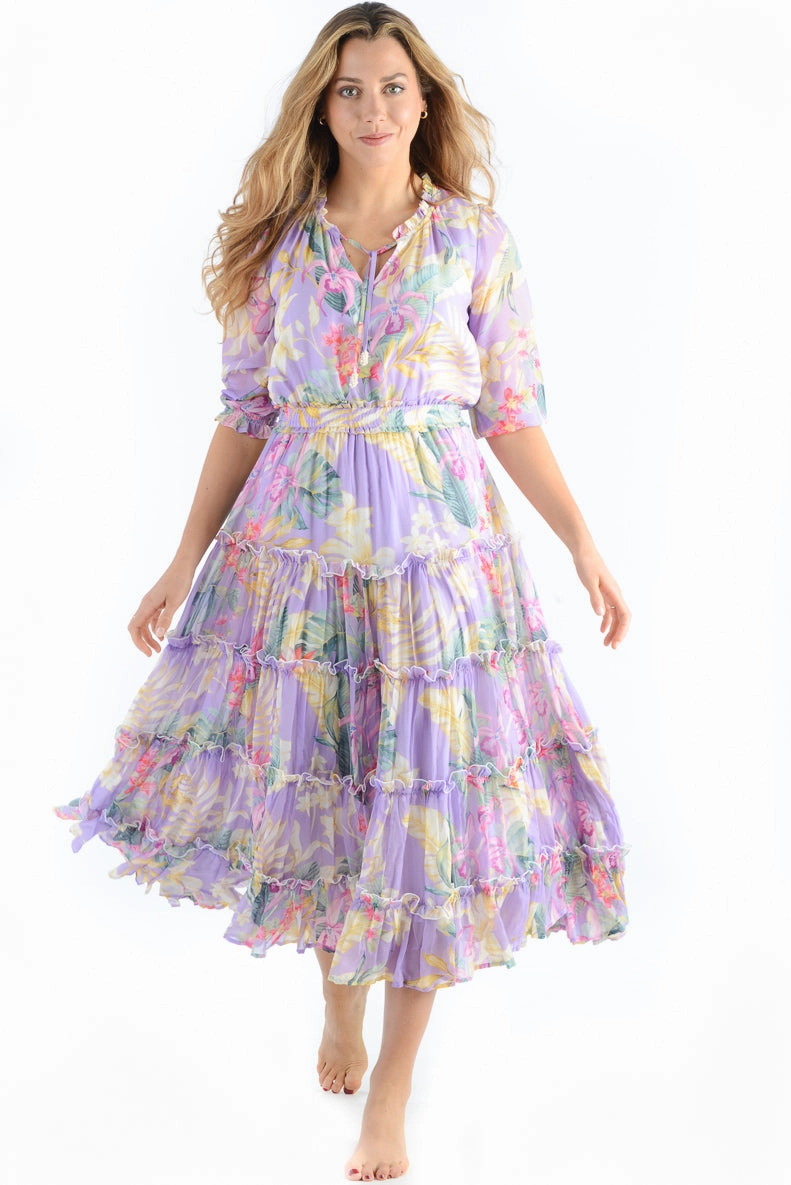 Dana Dress / Lavender Tropical photo look