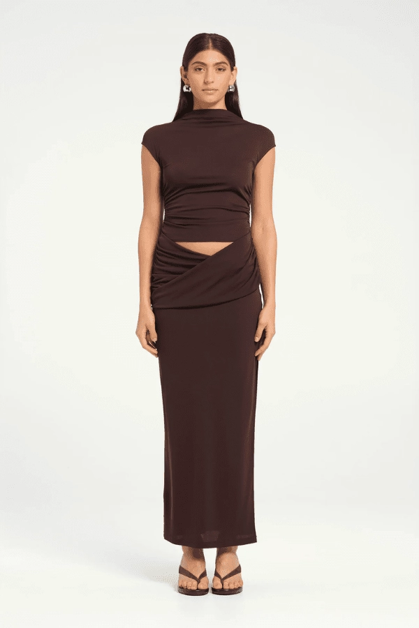 Royce Maxi Dress Chocolate Tonal-Stitching