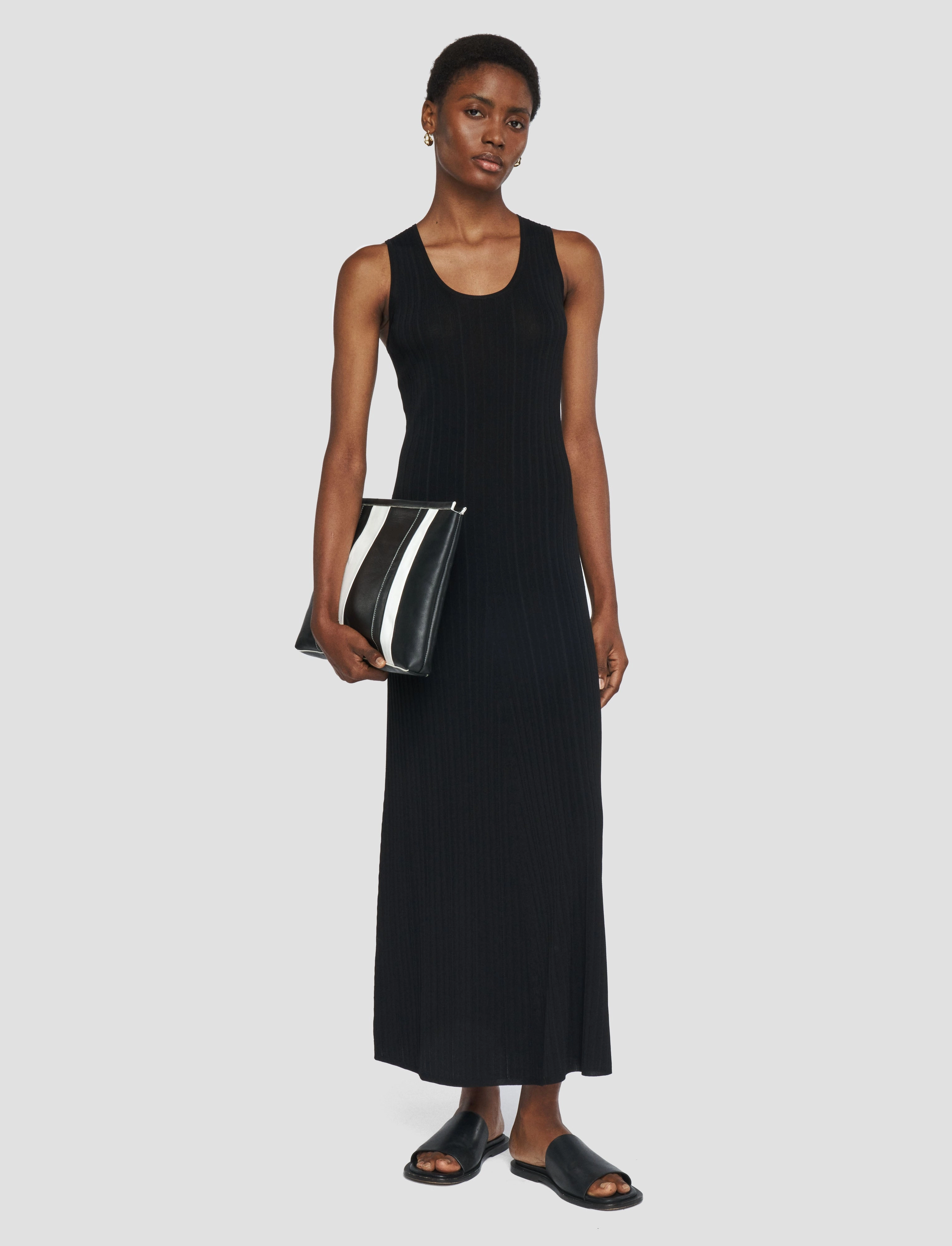 Viscose Rib Knit Dress Relax Draping