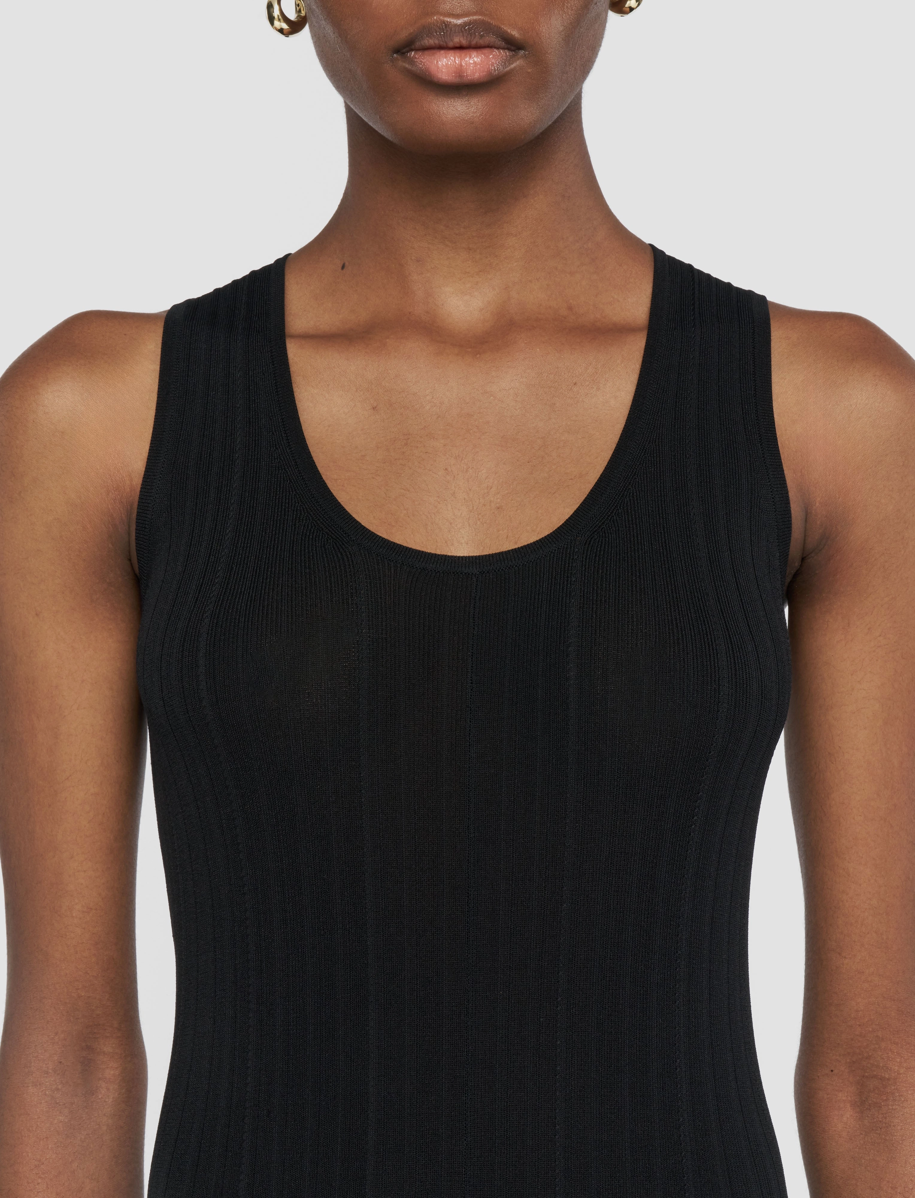 Viscose Rib Knit Dress Polished Details