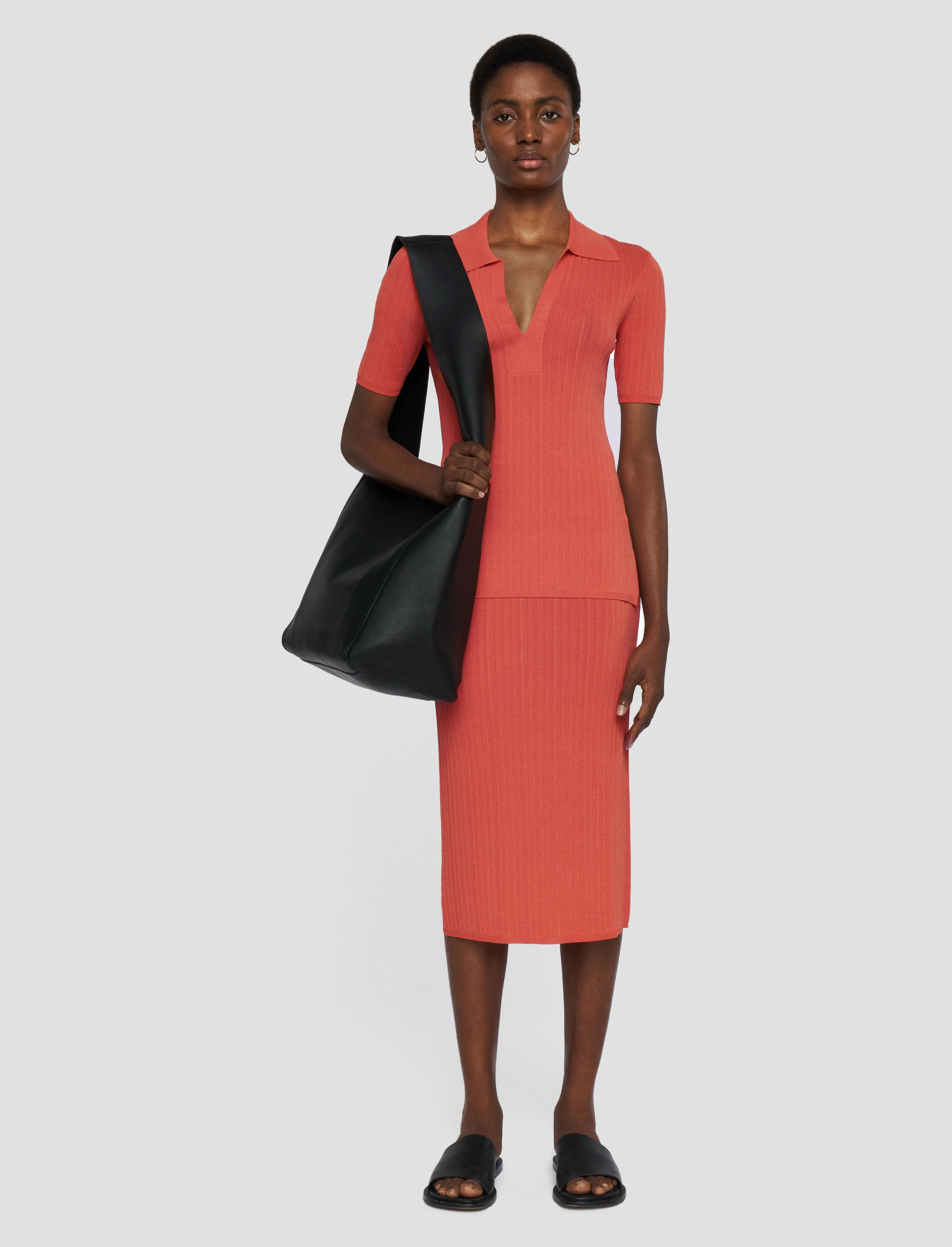 Viscose Rib Knit Skirt Natural Look