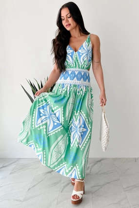 Walking Tall Tropical Print Maxi Dress (Green/Multi) Chic Comfort Look Trendy summer outfit