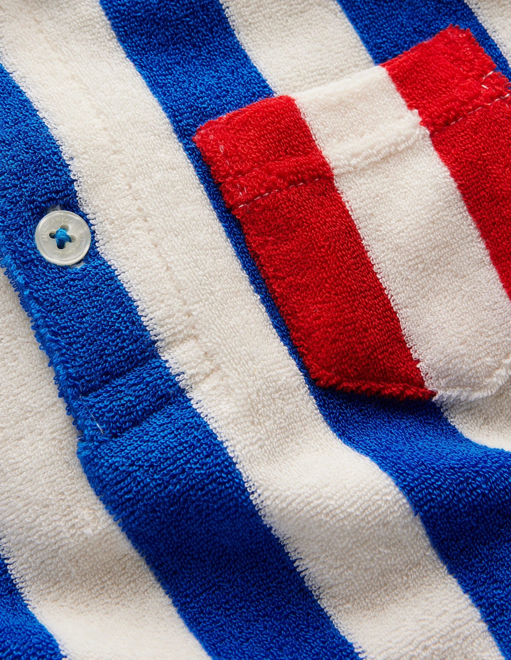 Button Down Collar Towelling Polo Shirt-Hotchpotch Stripe