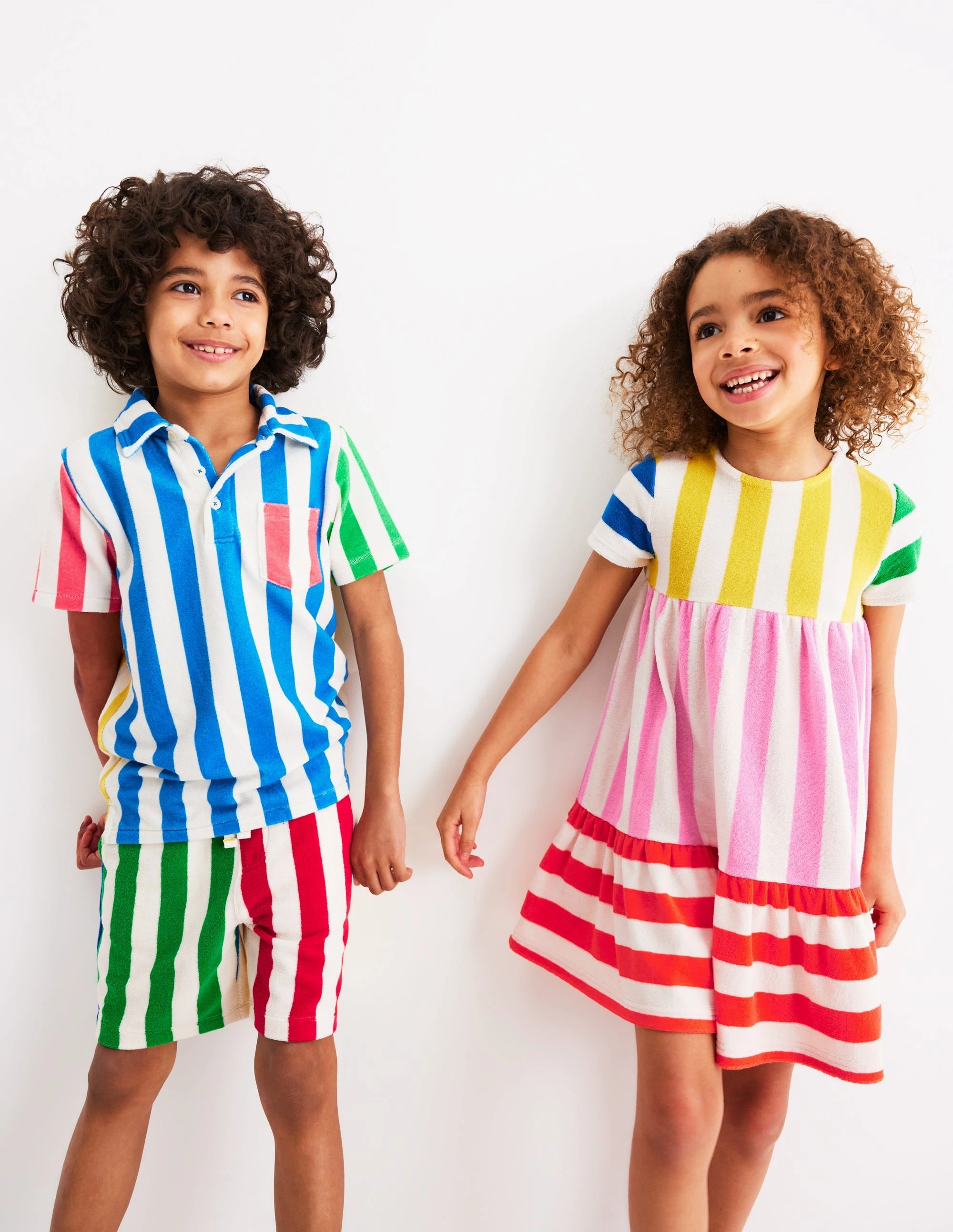 HiddenZipper Towelling Polo Shirt-Hotchpotch Stripe