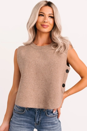 Inner Calm Sleeveless Knit Sweater (Mocha Mousse) MicrofiberBlend