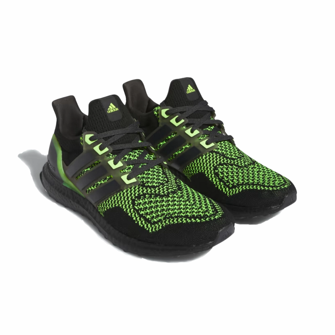 Adjustable Hook and Loop Closure Shock Absorption Midsole ADIDAS ID9682 ULTRABOOST 1.0 MN'S (Medium) Black/Carbon/Lemon PrimeKnit Textile Running Shoes
