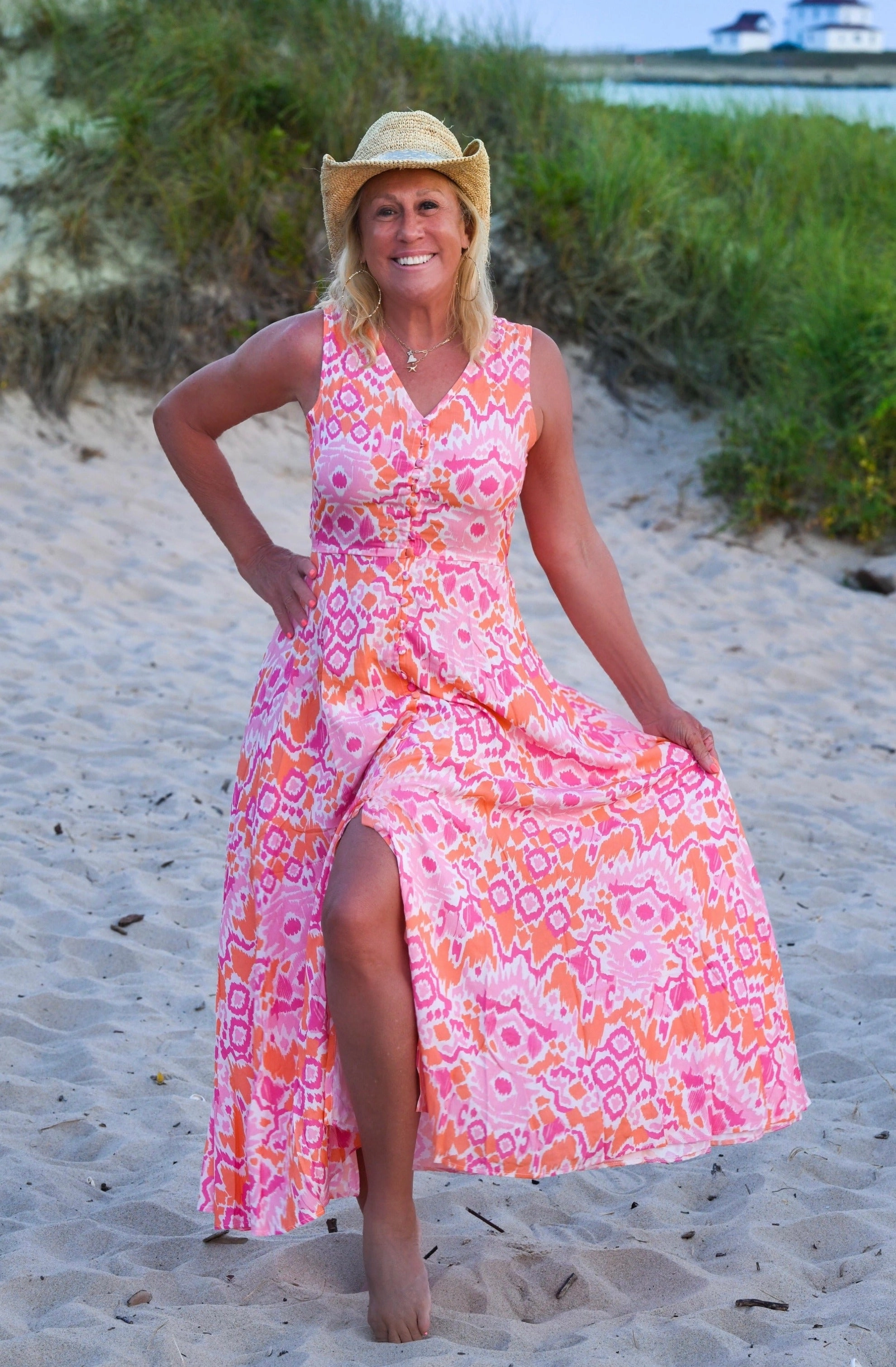 Flattering Comfort Wear Fiji Dress / Sunset