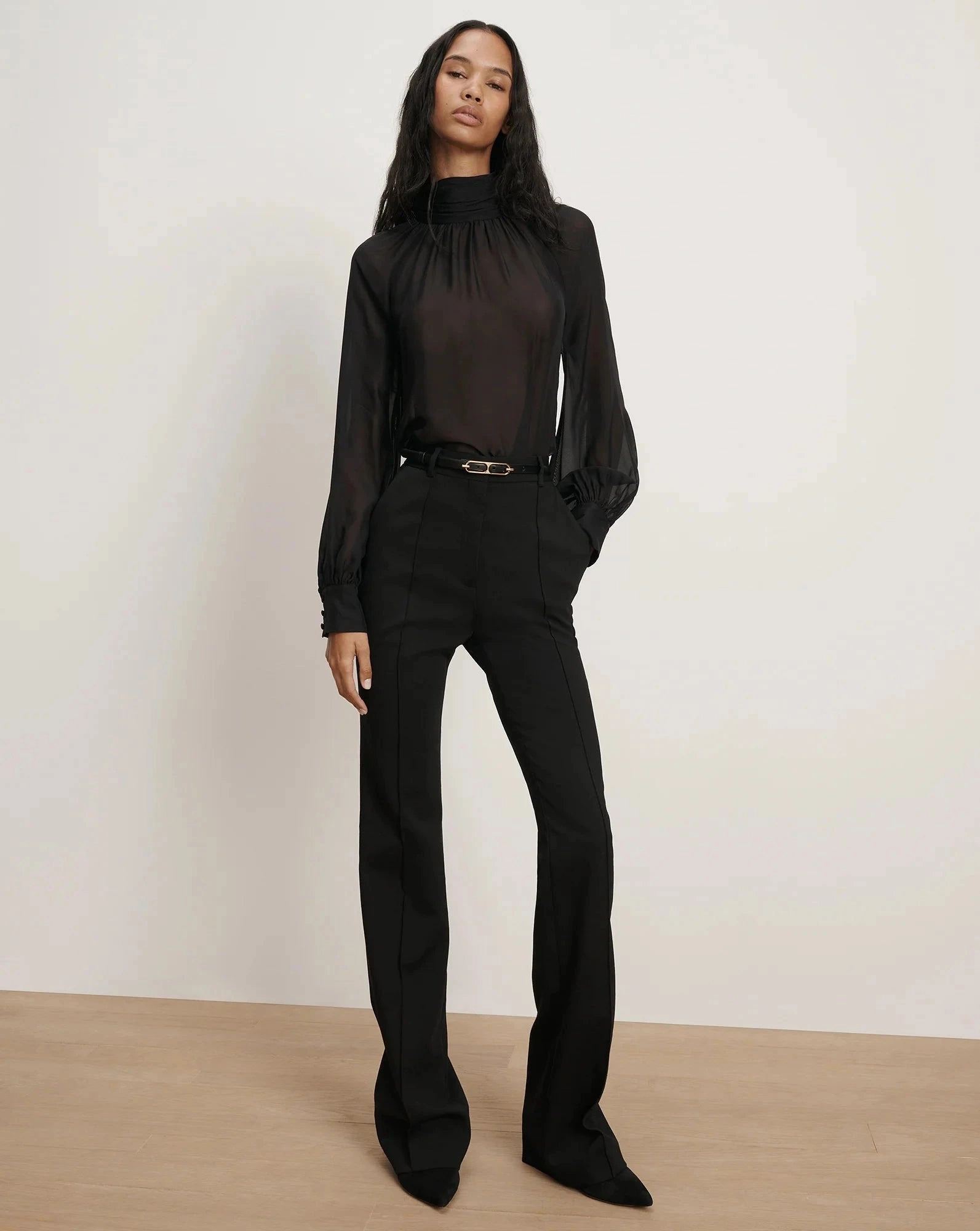 AntiPillingTechnology Lightweight Alyssa Silk Turtleneck Blouse Black