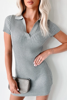 Polished Motion When We Were Us Polo Mini Dress (Heather Grey)