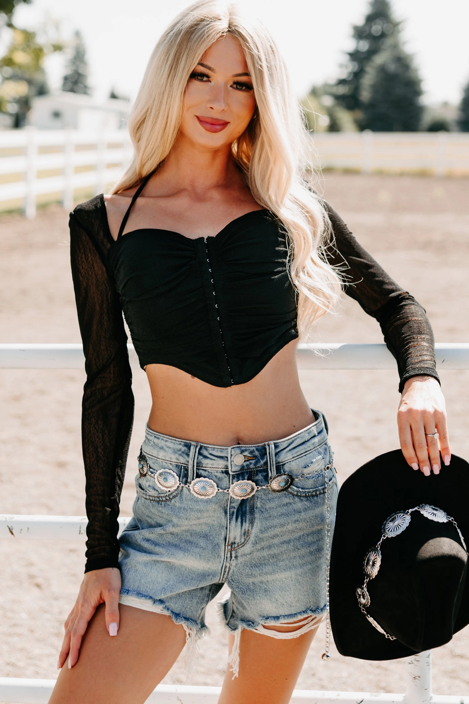 Whisper Of Romance Sweetheart Mesh Crop Top (Black) MinimalistAesthetic V-neck Shirt