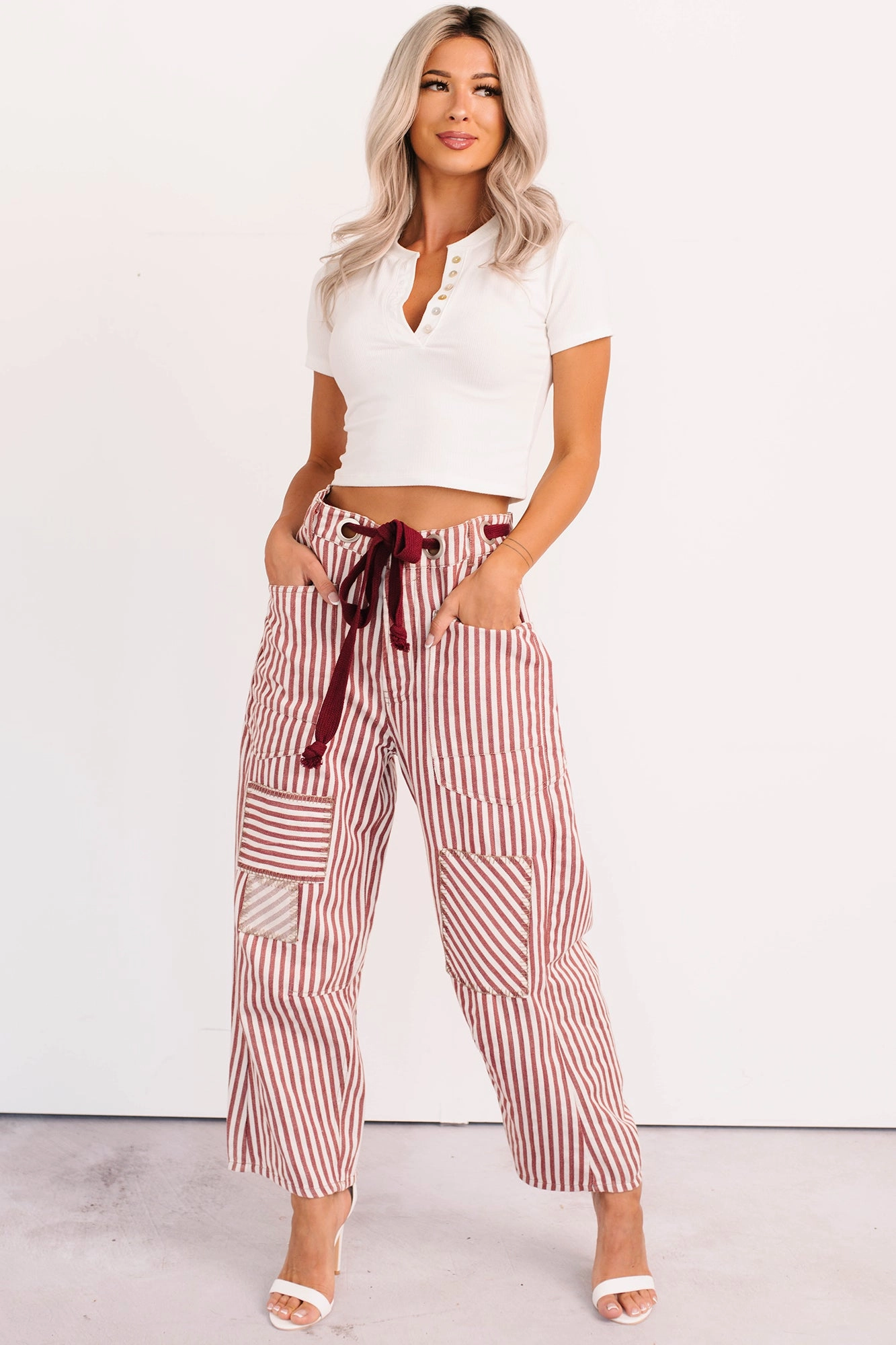 High Spirits Limited Edition Striped Barrel Jeans (Raspberry) Body Friendly Elasticized Cuffs