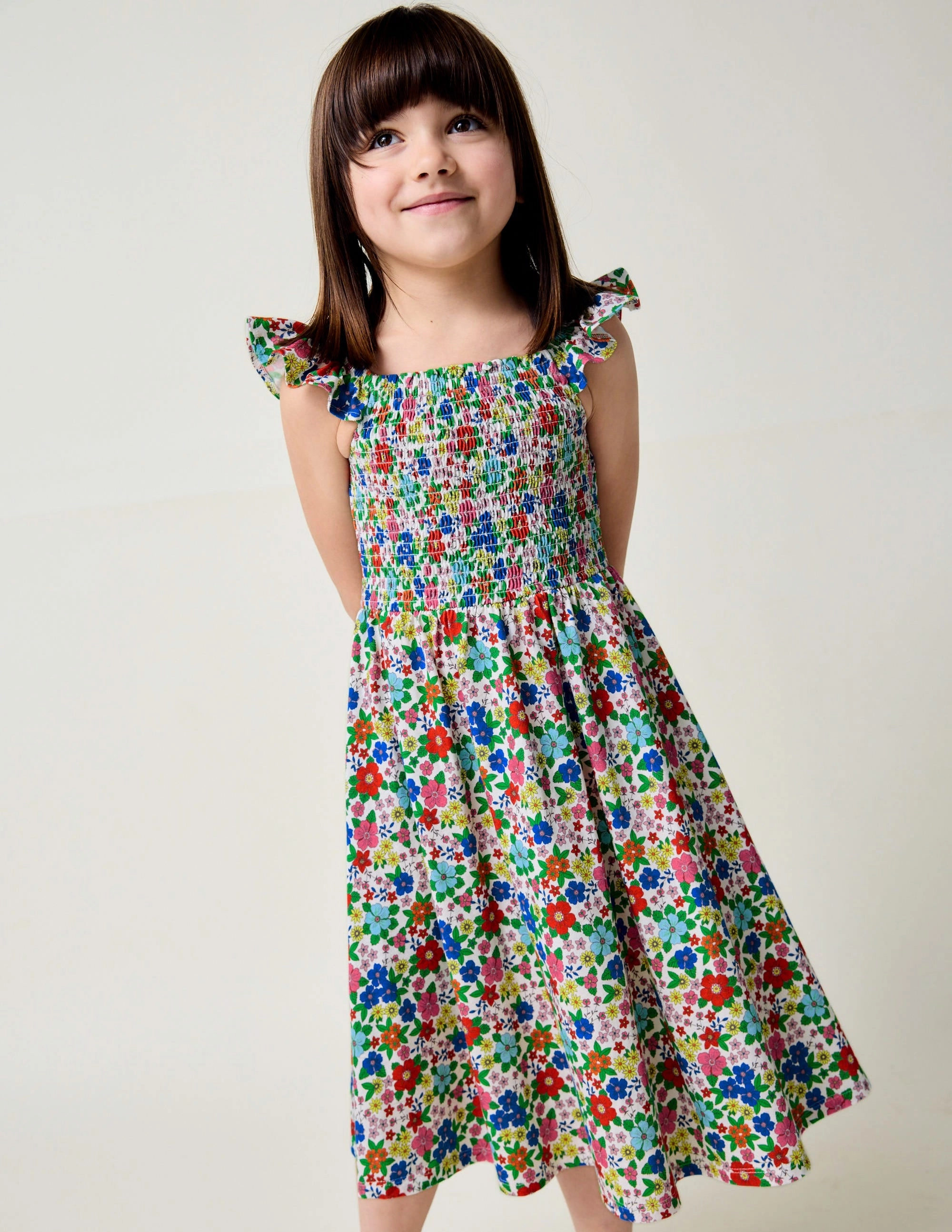Willa Shirred Jersey Dress-Multi Holiday Flowerbed Photo Glow Chill Mode