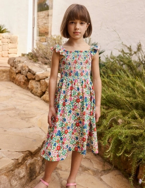 Sleek Volume Willa Shirred Jersey Dress-Multi Holiday Flowerbed