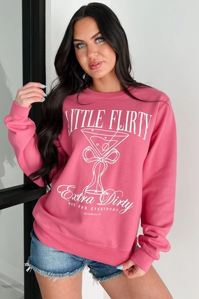 "Little Flirty Extra Dirty" Graphic Sweatshirt (Pink) HoodedVersion