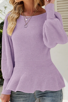 WOMEN CREW NECK LONG SLEEVE KNITTED SWEAT TUNIC SustainableBlend