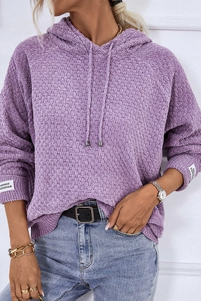 ReinforcedHems WOMEN FISHERMAN KNITTED HOODIE PULLOVER