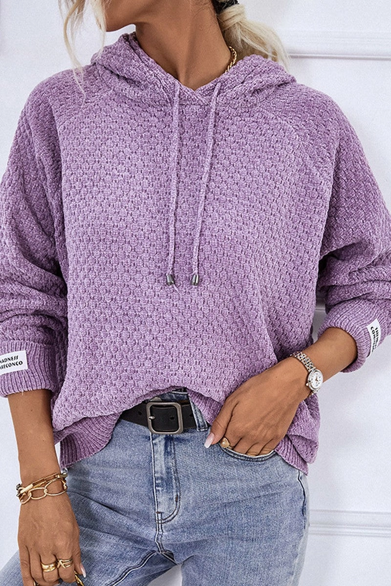 ReinforcedHems WOMEN FISHERMAN KNITTED HOODIE PULLOVER