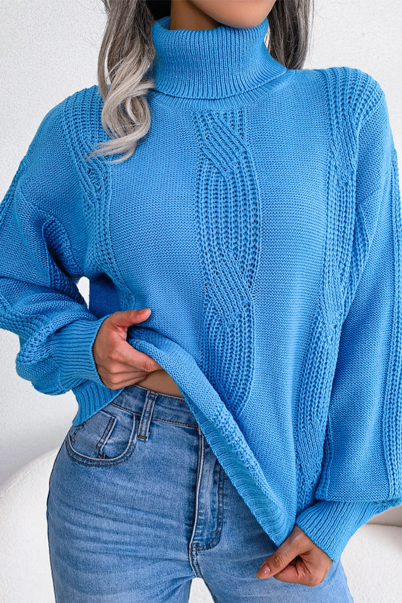 Layered Collar WOMEN HIGH NECK SOLID FALL WINTER CASUAL SWEATER