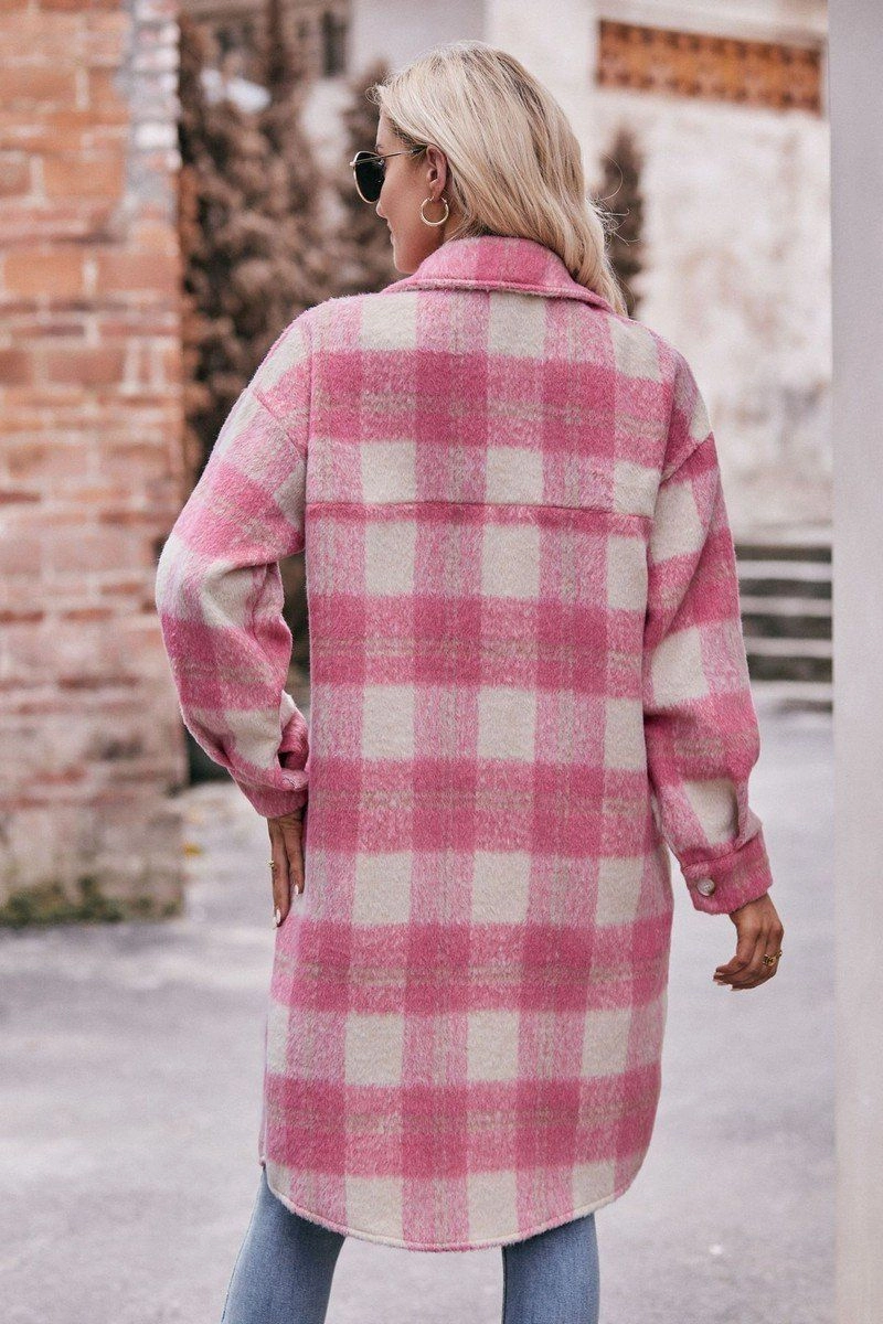 EcoFriendly Manufacturing WOMEN OVERSIZED KNEE LENGTH PLAID COAT