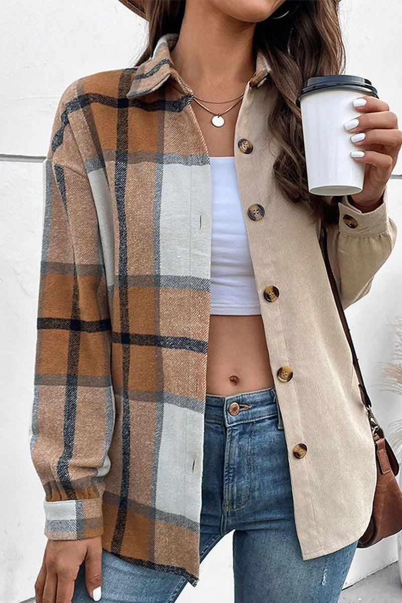 AllDayComfortFit Anti Static Weave Technology WOMEN PLAID LEOPARD BUTTONED COZY FALL SHACKET