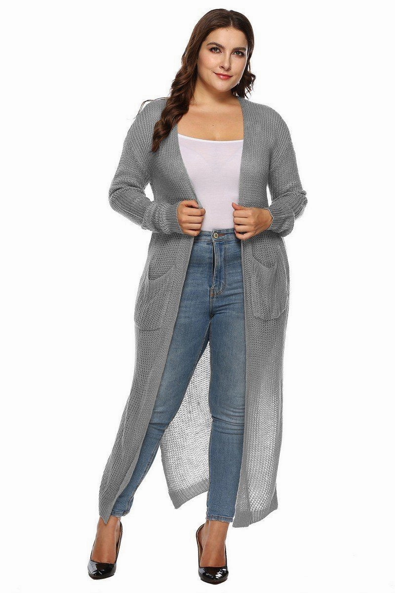 EcoFriendlyDye WOMEN PLUS SIZE OPEN FRONT LONG LENGTH CARDIGAN