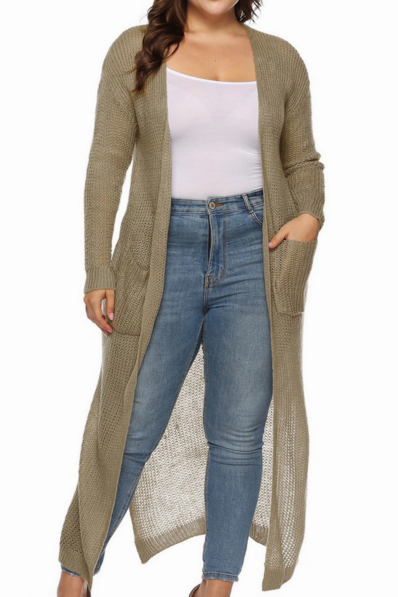 WrinkleResistant WOMEN PLUS SIZE OPEN FRONT LONG LENGTH CARDIGAN