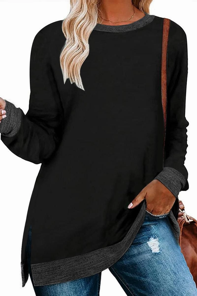 WOMEN SIDE SLIT OVERSIZED CREW NECK TEE Self Cleaning Coating Stretchable Material