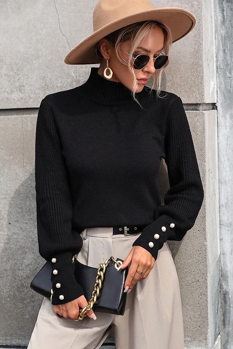 Activewear Top 3D Spacer Fabric WOMEN TURTLE NECK FITTED RIB SLEEVE KNIT SWEATER