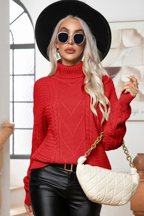 WOMEN TWIST HIGH NECK LOOSE KNIT SWEATER Hypoallergenic fabric