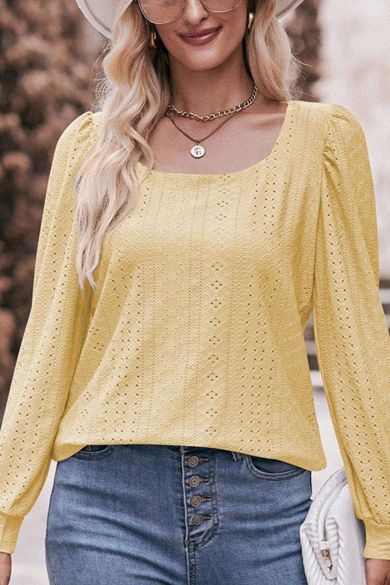 Trendy Cardigan WOMEN U NECK EYELET FITTED CUFF TEE