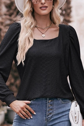 Casual Jacket WOMEN U NECK EYELET FITTED CUFF TEE