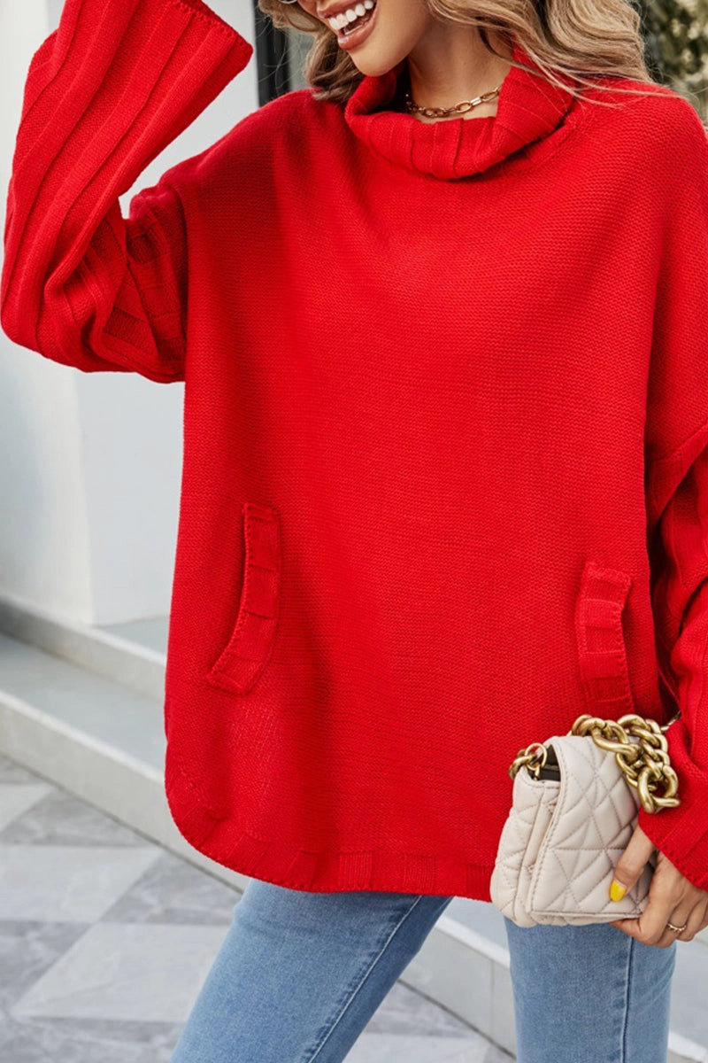 LightReflective Flexible Knit WOMENS LOOSE OVERSIZE HIGH NECK SWEATER