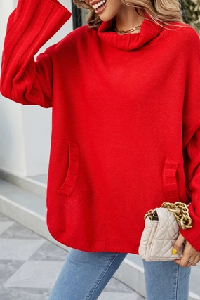 WOMENS LOOSE OVERSIZE HIGH NECK SWEATER Anti Fade Technology Basic Wardrobe