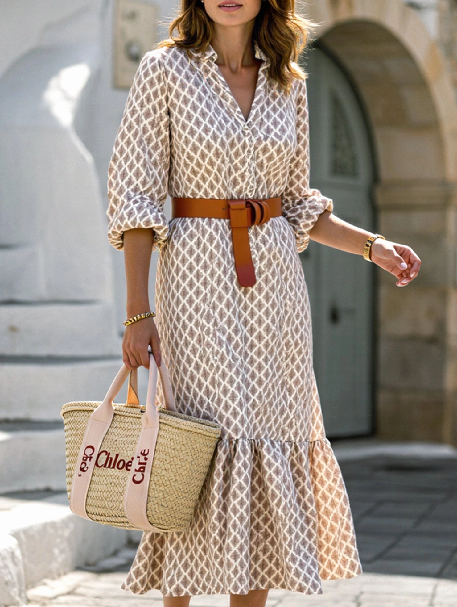 Womens Patterned Button Down Long Dress | Casual Chic Maxi Shirt Dress Casual Fit