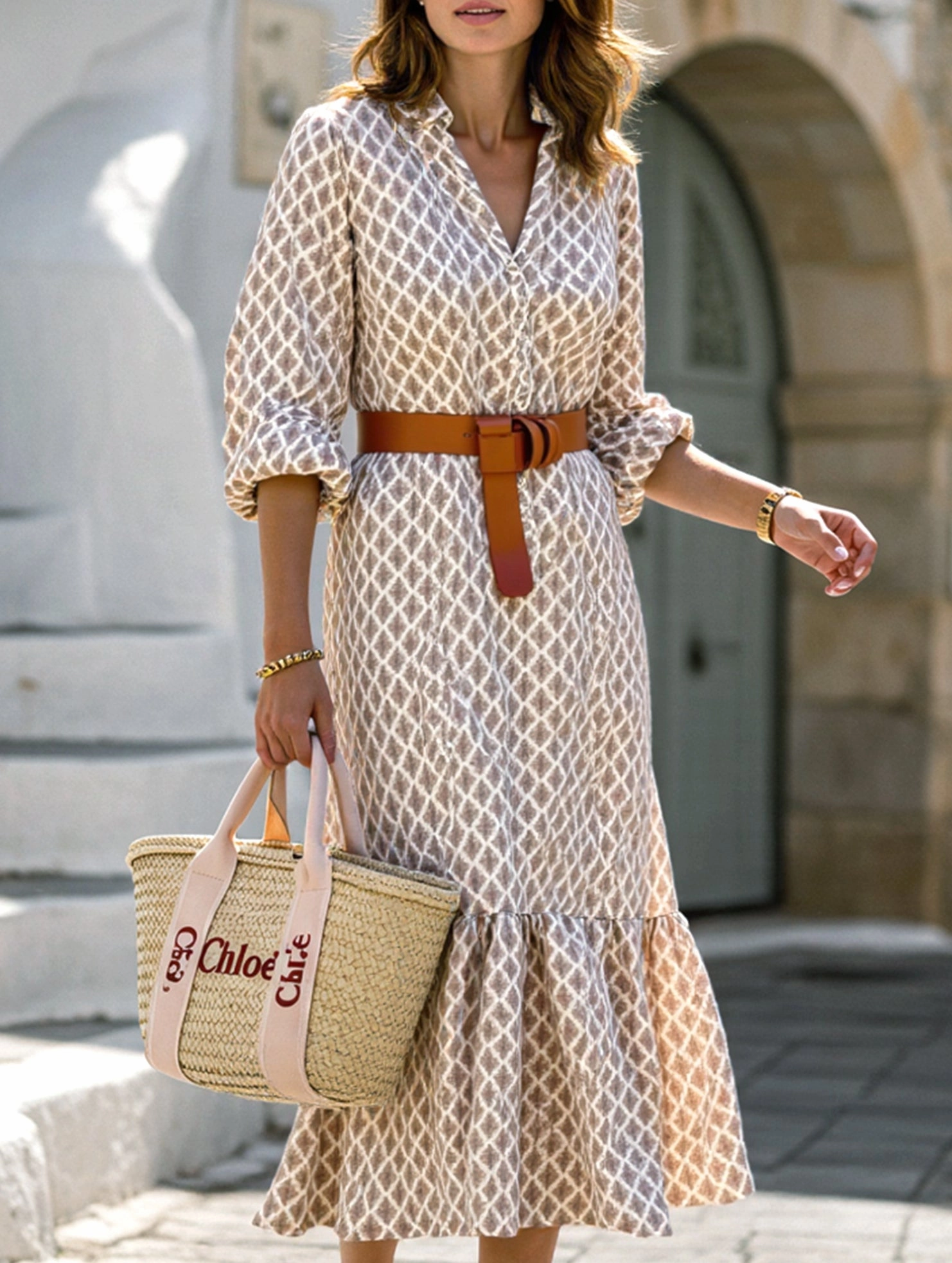 Womens Patterned Button Down Long Dress | Casual Chic Maxi Shirt Dress Simple Comfort