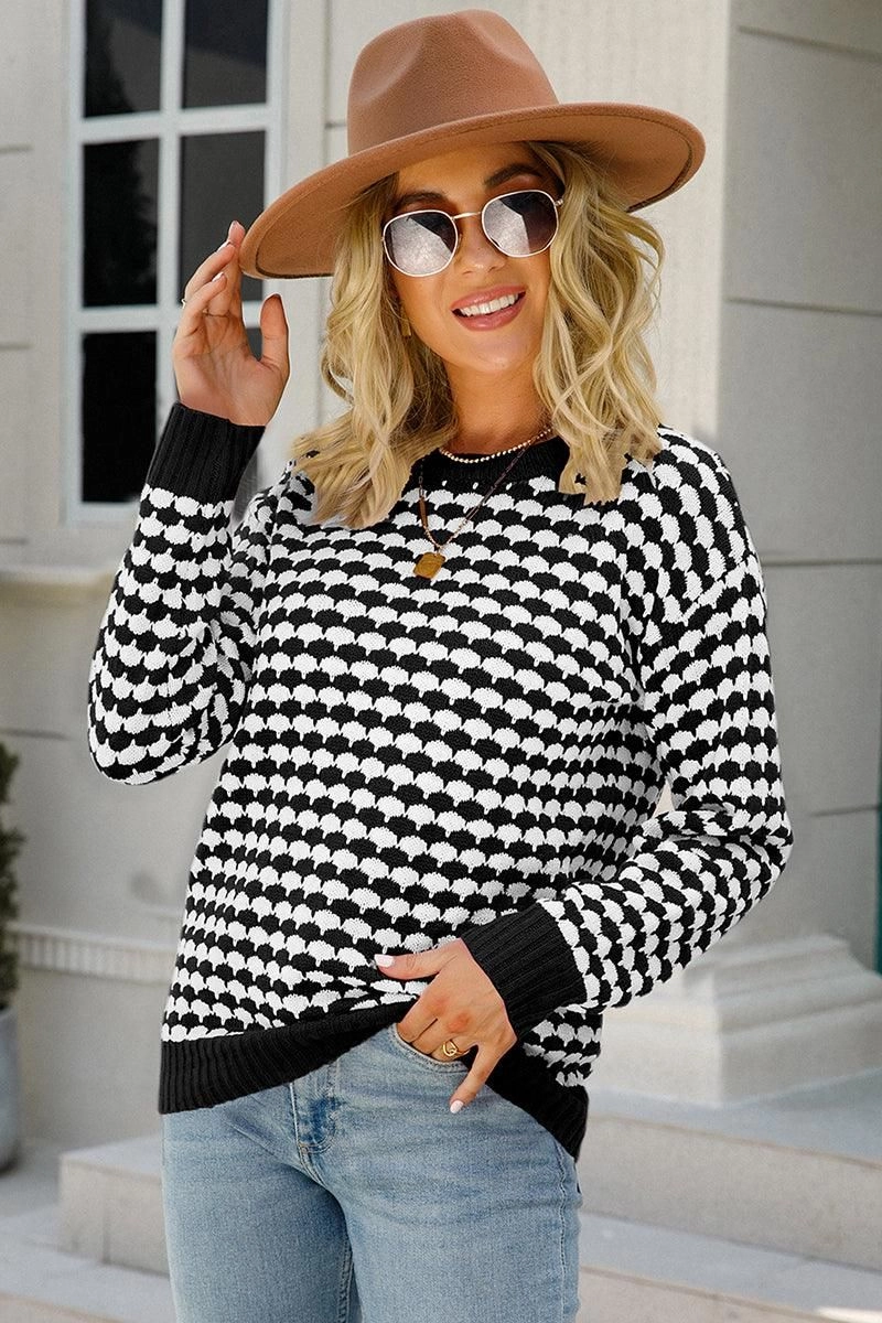 Stretch Technology High Neckline WOMENS PATTERNED ROUND NECK TOP