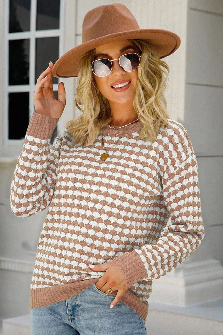 WOMENS PATTERNED ROUND NECK TOP RecycledPolyester