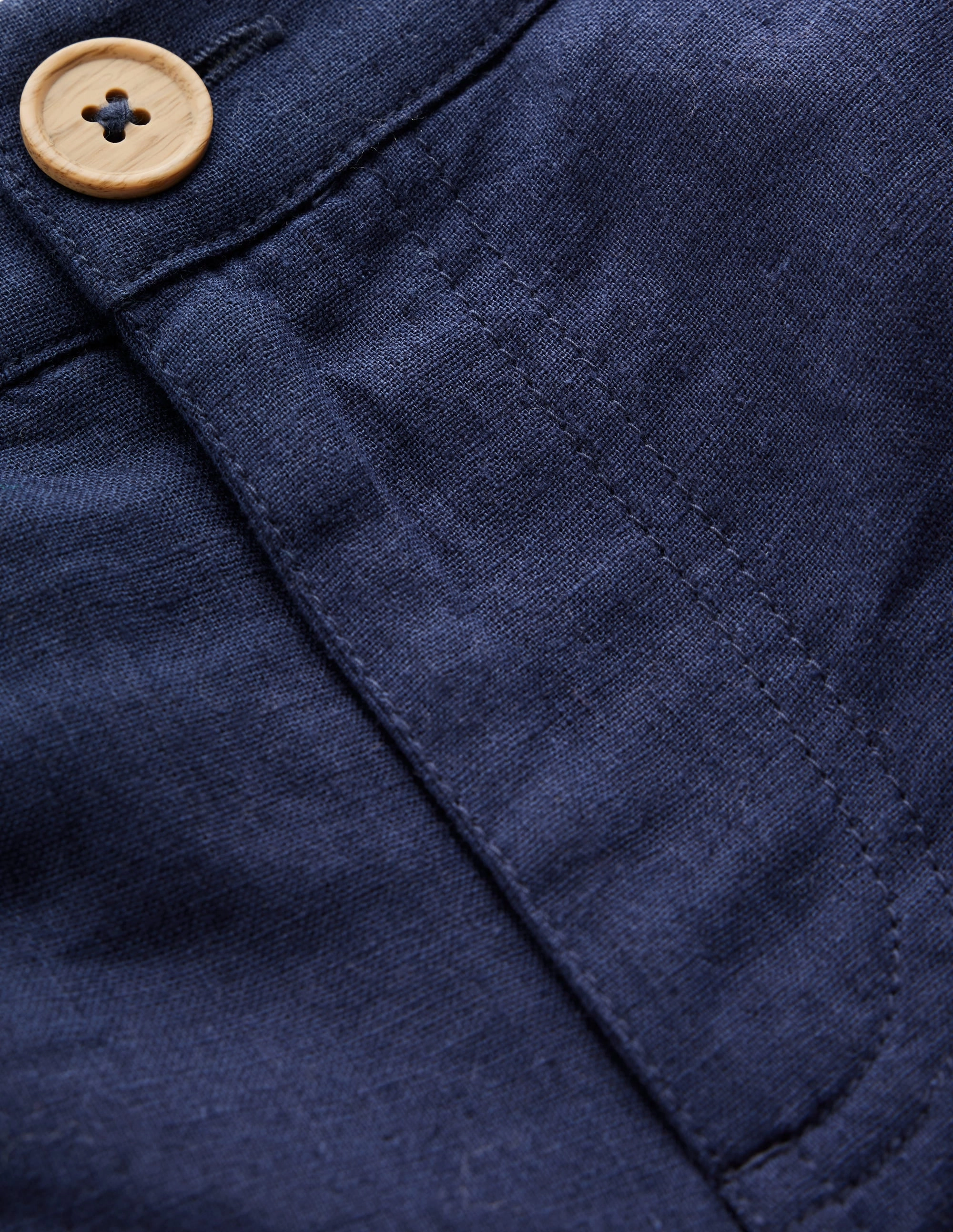 shrink-resistant Cotton Linen Shorts-Navy