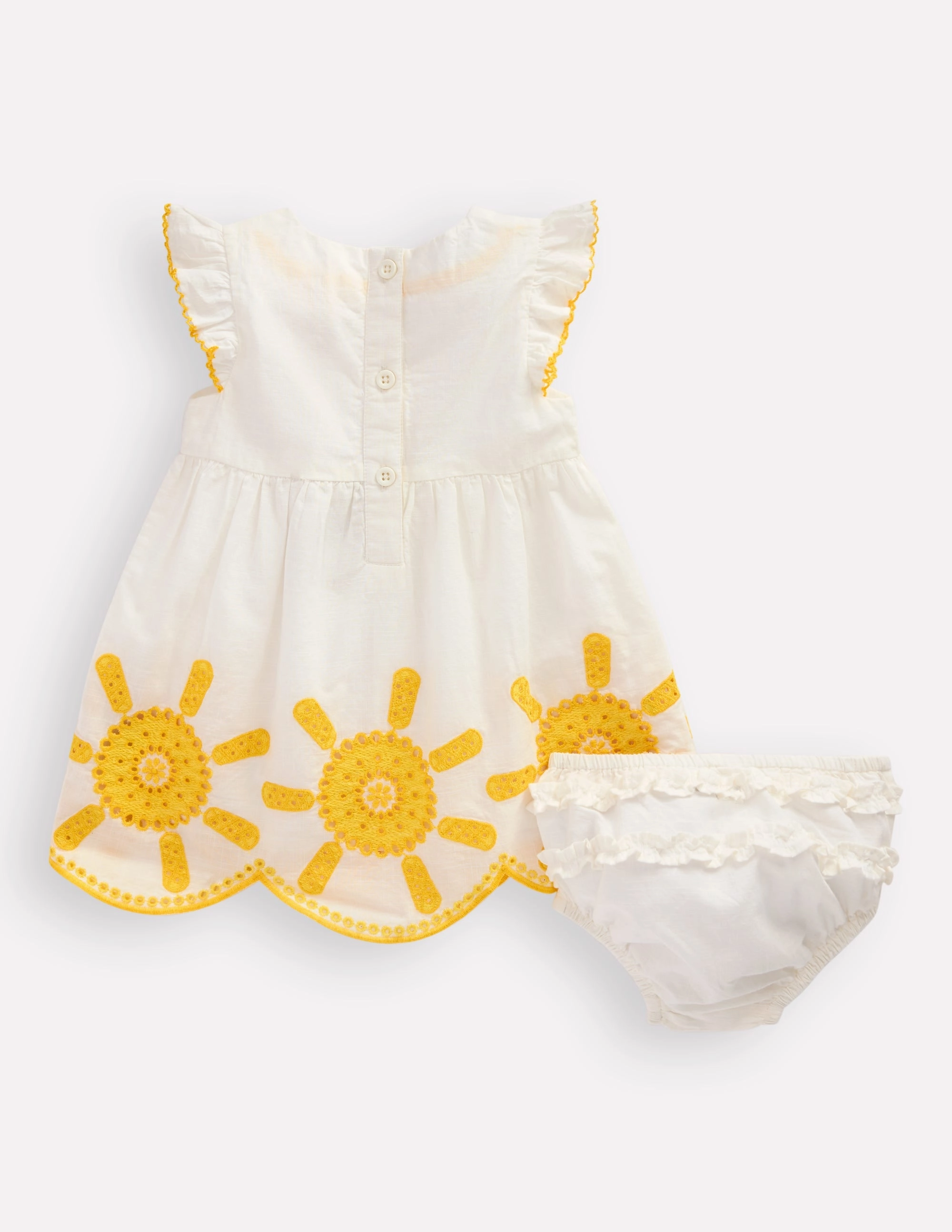 Woven Frill Dress-Ivory Clean Finish