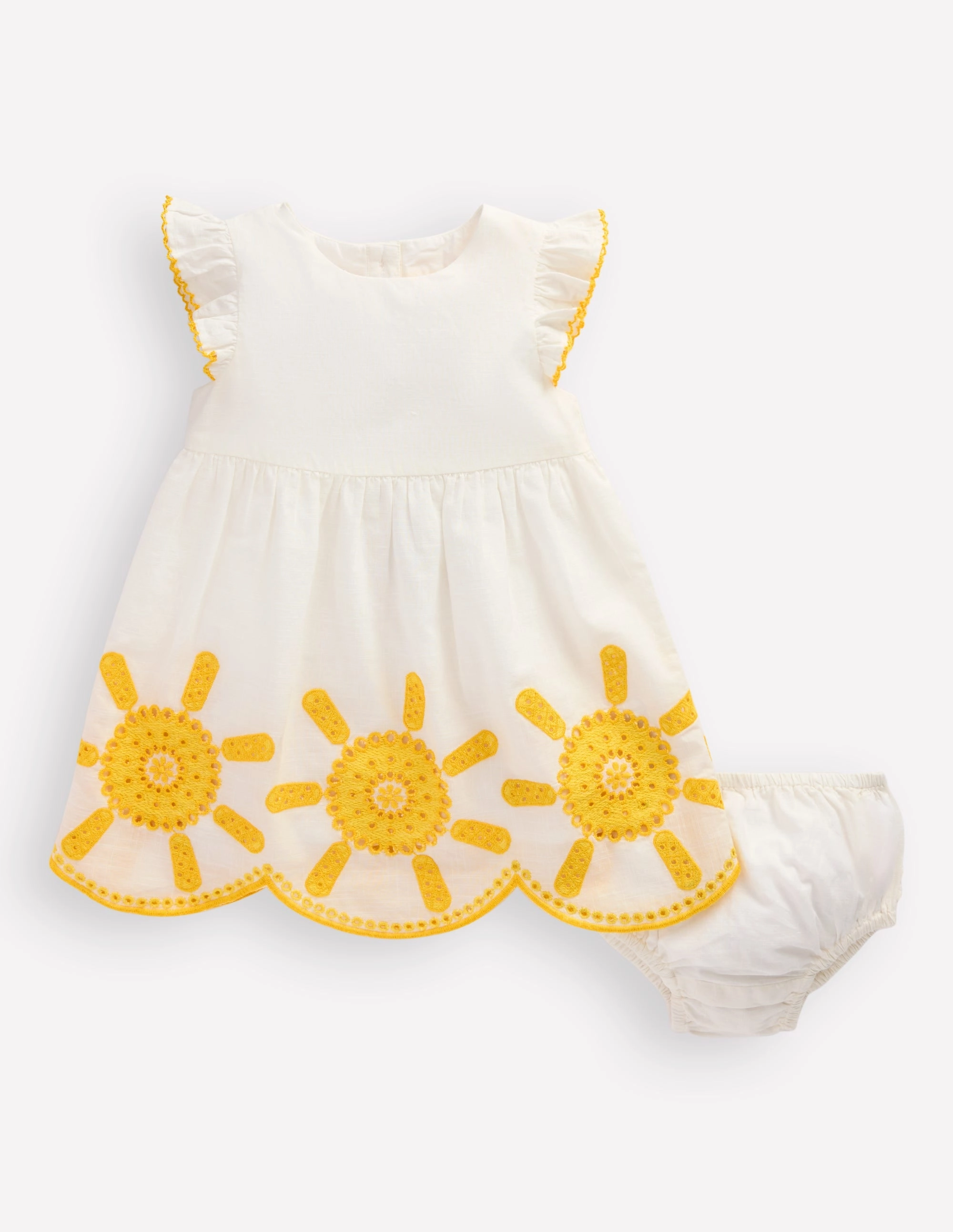 Woven Frill Dress-Ivory Basic Warm Classic Fit