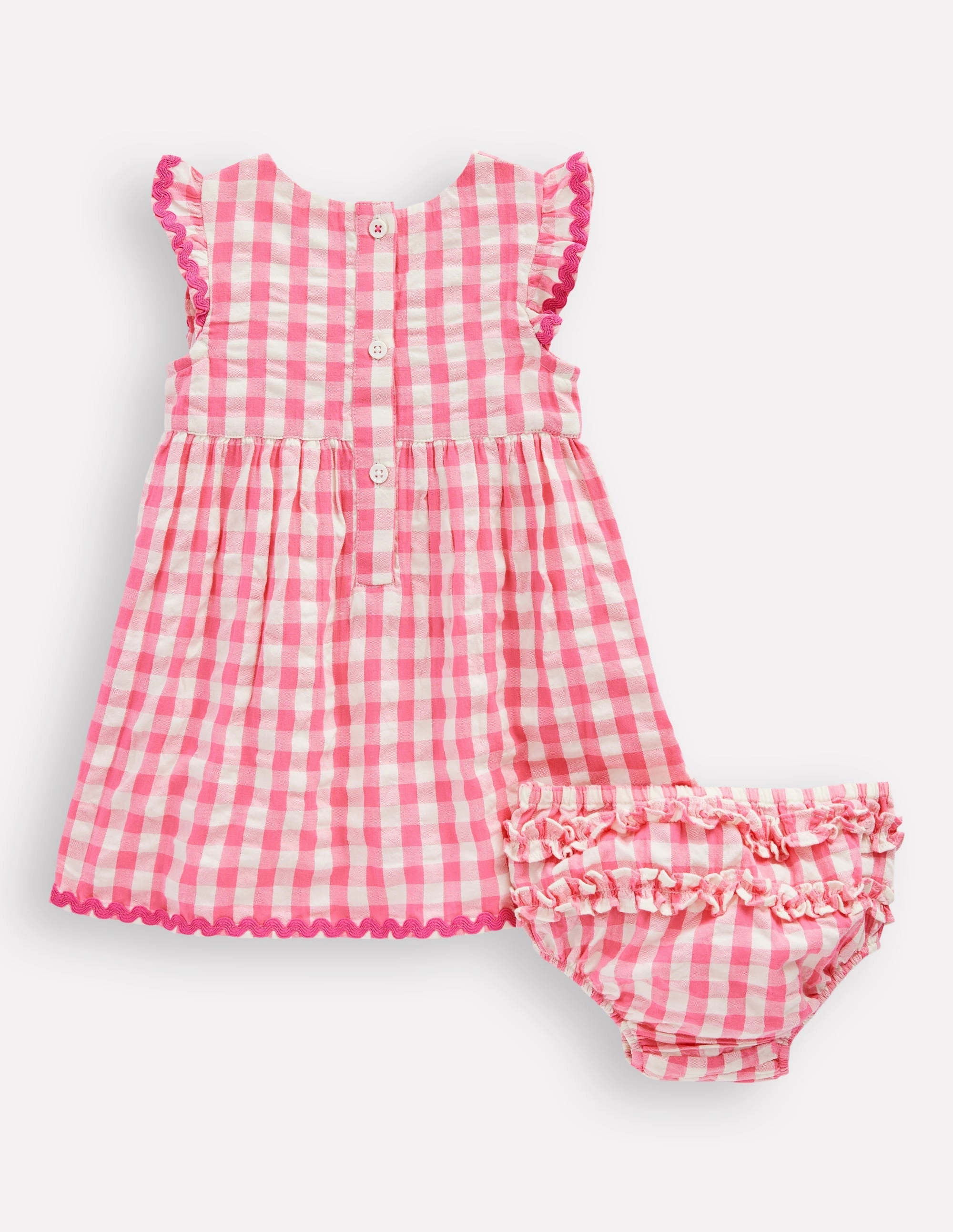 Subtle Fit Sophisticated cocktail dress Woven Frill Dress-Pink and Ivory Gingham