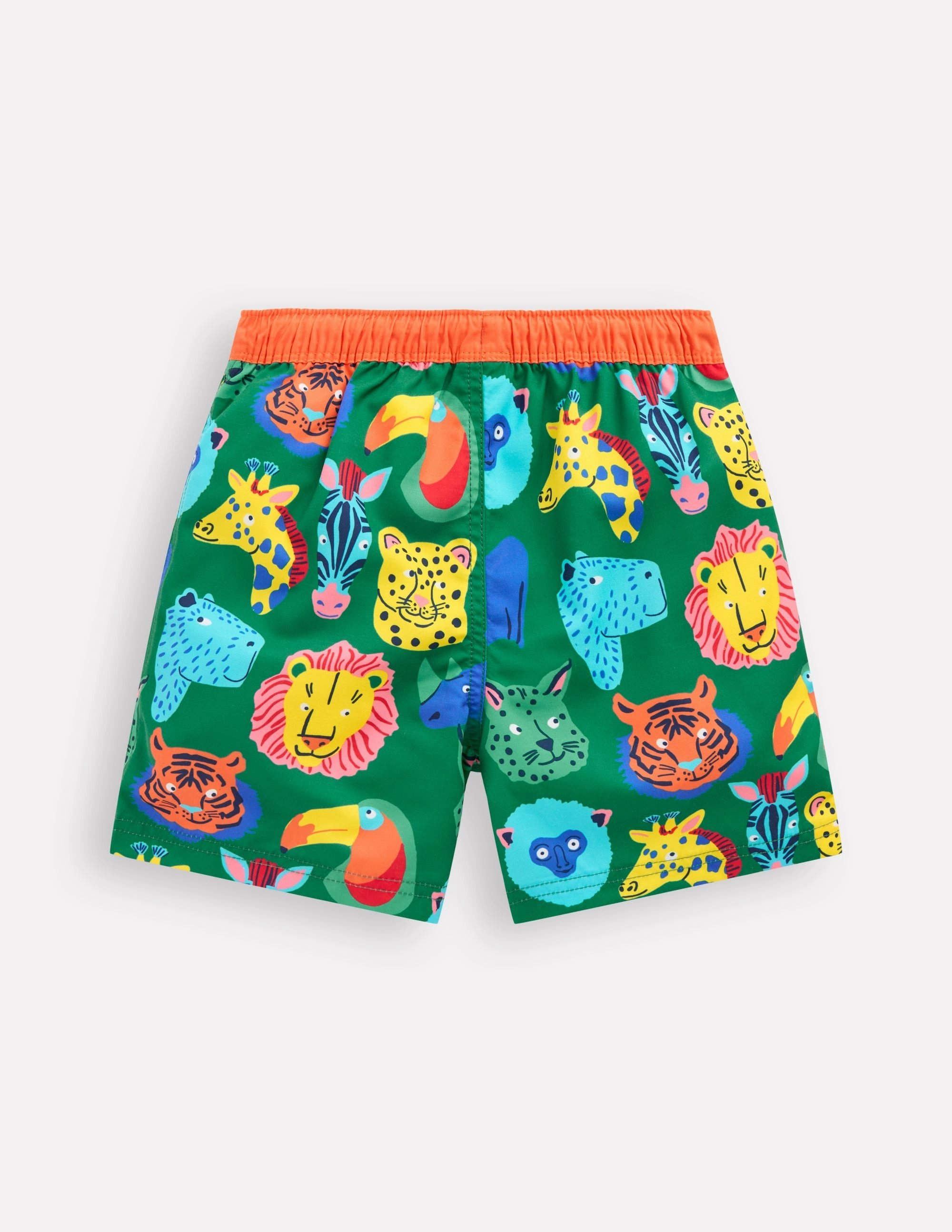 Swim Shorts-Multi Animal Faces Stretchy-Material