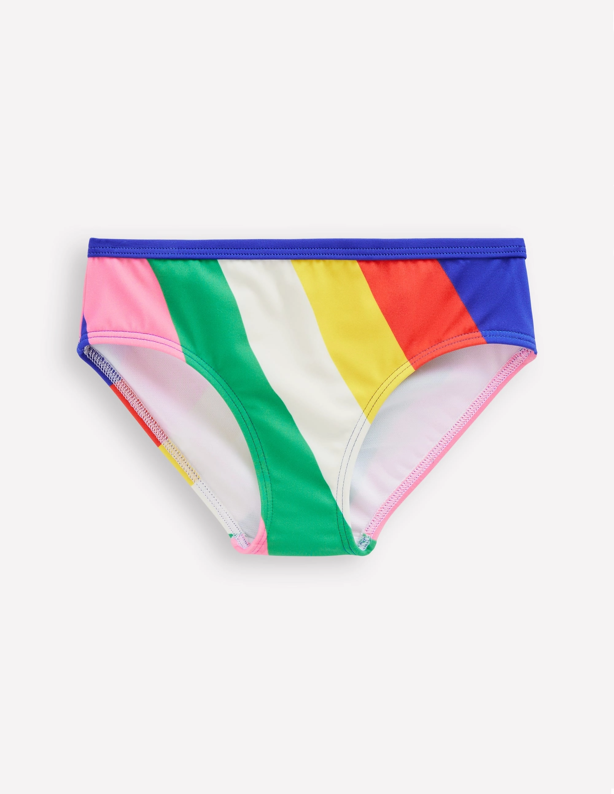 Patterned Bikini Bottoms-Multi Rainbow Swirl Water-resistant Elastic-Waist