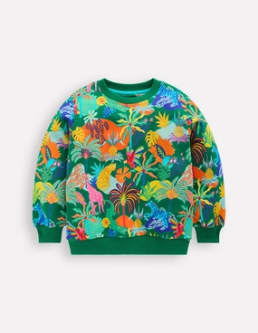 Printed Sweatshirt-Green Multi Jungle Moisture Wicking Material