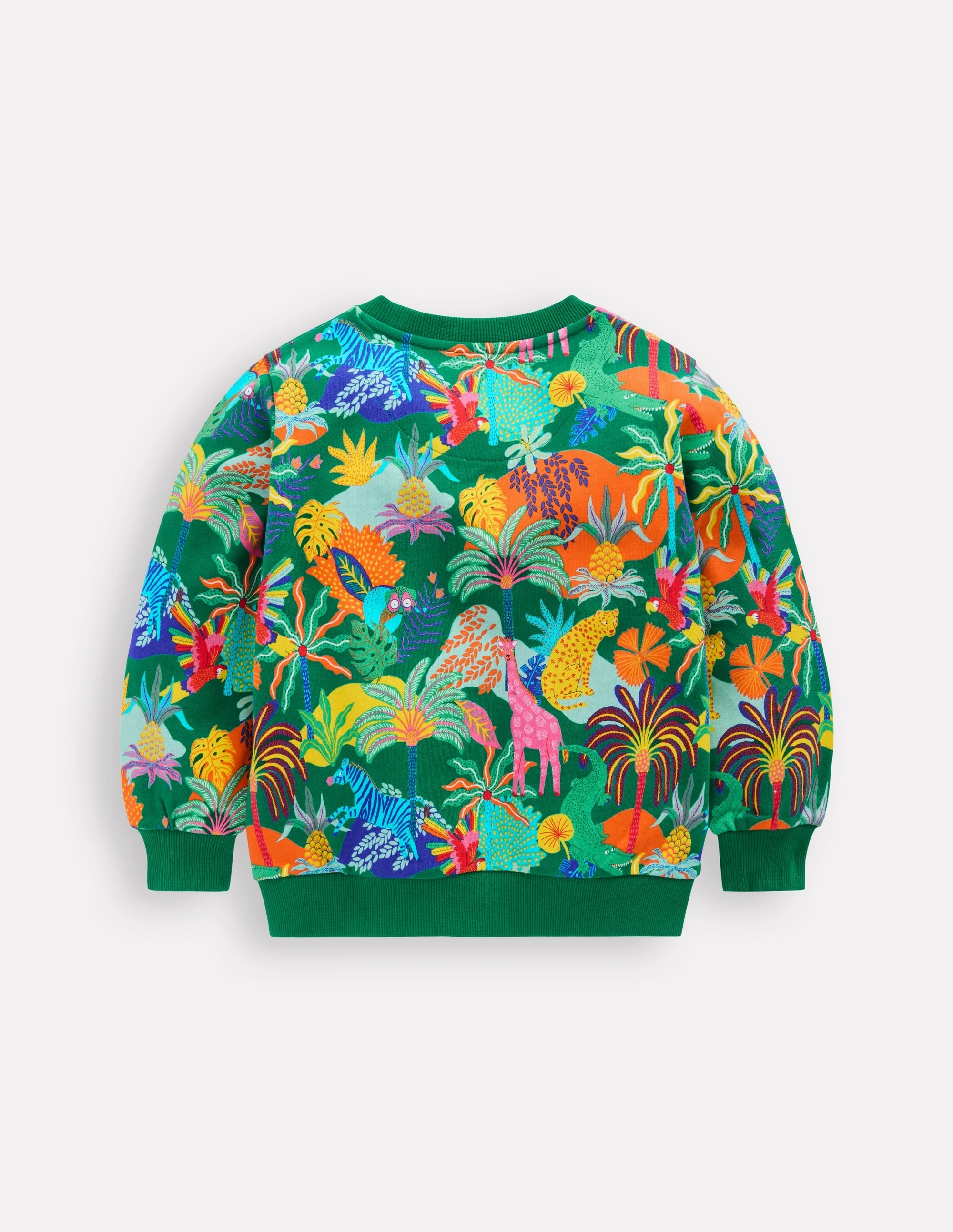 Printed Sweatshirt-Green Multi Jungle EcoFriendly Dye