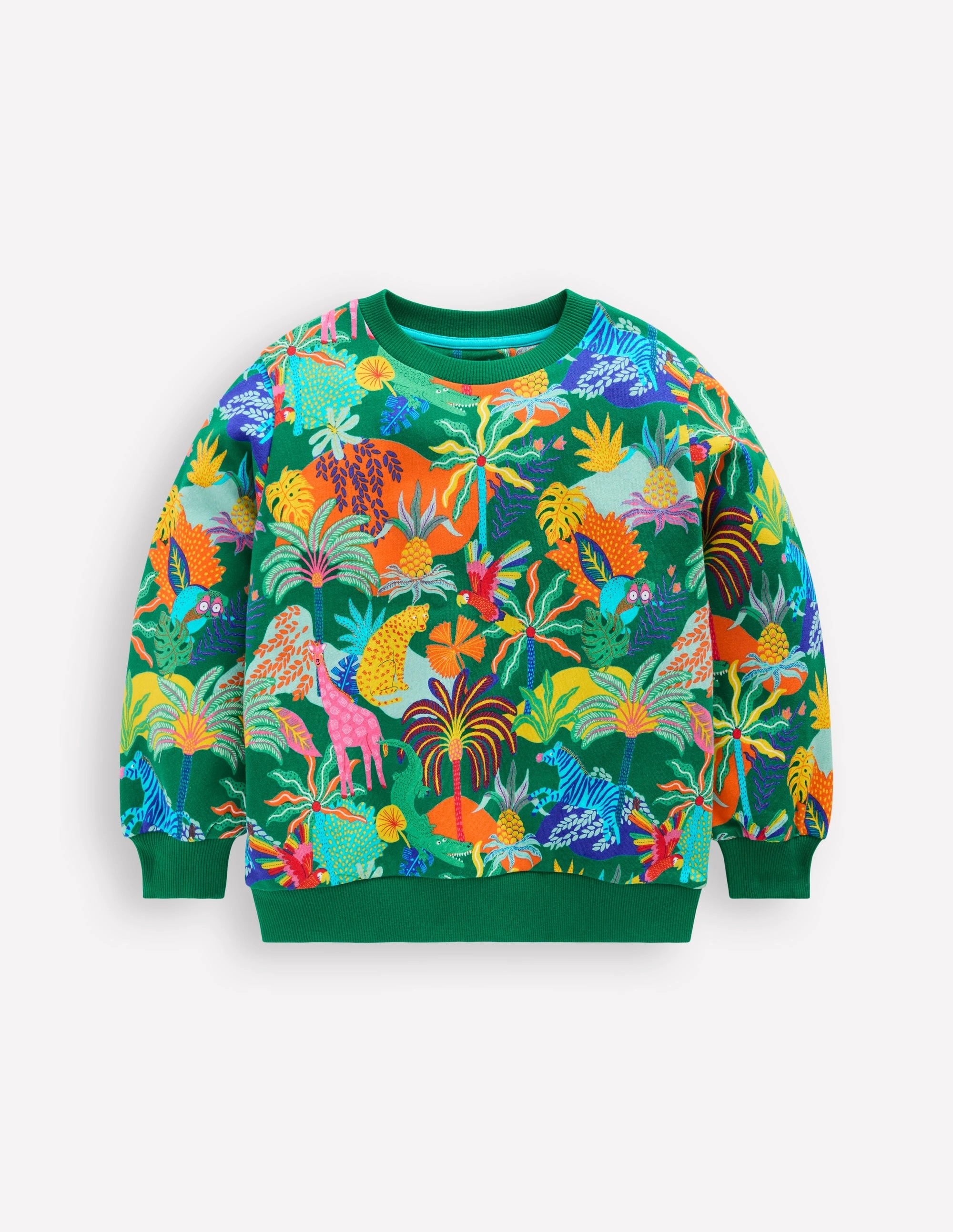 Printed Sweatshirt-Green Multi Jungle Moisture Wicking Material