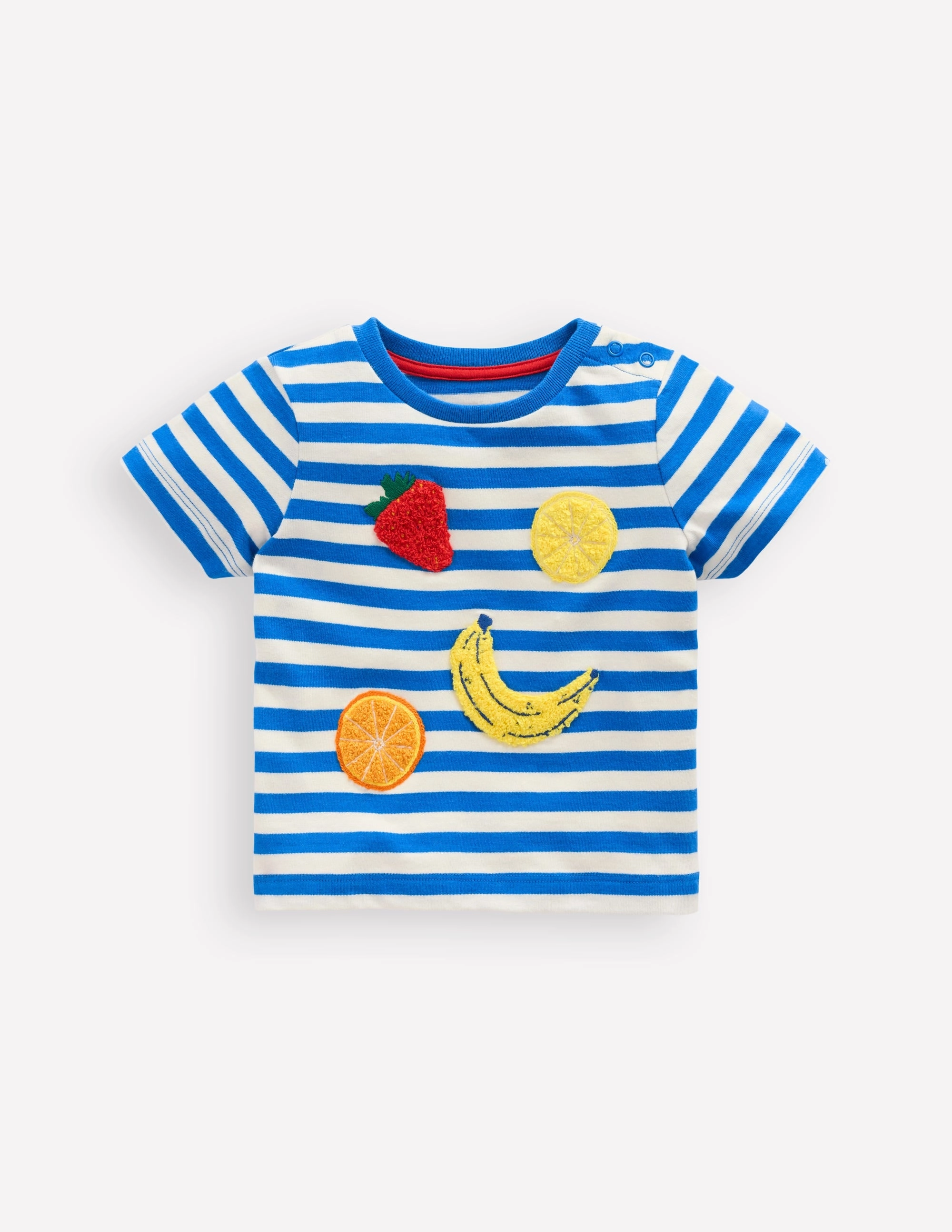 Airflow Mesh Panel Logo Interest T-Shirt-Blue Stripe Fruit