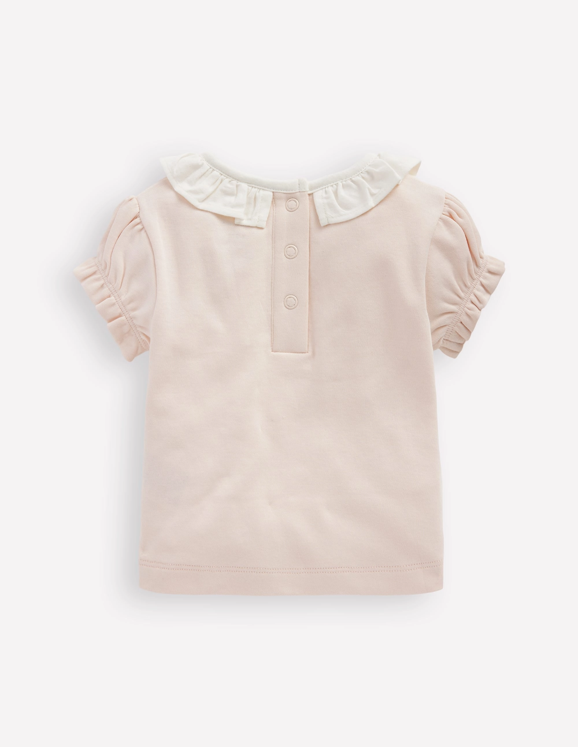 Ruffle Neck T-Shirt-Chalk Pink Comfortable Fabric Hidden Pocket
